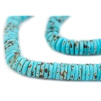 TheBeadChest 10mm Turquoise Bone Button Beads: Nepal Flat Round Disk Heishi Beads for DIY Necklace Jewelry Making