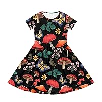 FOR U DESIGNS Girls Dress Size 2-14 Short Sleeve Casual Athletic Dance Dresses Summer Crewneck Knee Length Dress