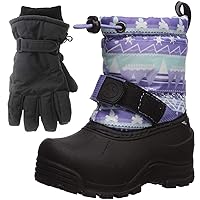 Northside Frosty Winter Girls Snow Boots with Matching Waterproof Gloves, Size: 13 M US Little Kid - Purple/Mint (Purple)
