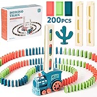 200 PCS Domino Train Toy Set, Automatic Dominos Train for Kids Boys Girls, Electric Dominoes Machine Train Toy Set with Sound Light, Birthday Gifts for Kids Family Games Dominos Dominoes
