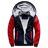 Mens Zip Up Hoodie For Man Heavyweight Winter Sweatshirt Sherpa Lined Thick Warm Jacket Coat Oversize Fleece Jacket