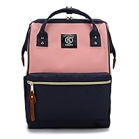 Kah&Kee Polyester Travel Backpack Functional Anti-theft School Laptop for Women Men (Pink* Navy, Medium)