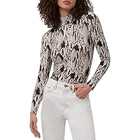 French Connection Women's Animal Printed Jersey High Neck Top