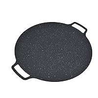 BBQ Grill Pan, Korean BBQ Grill Cast Iron Nonstick Frying Plate, Portable Round Griddle Skillets with Dual Handles for Home Kitchen Camping Hiking(41cm)