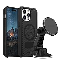 Rokform - iPhone 15 Pro Max Rugged Case + Magnetic Windshield Suction Phone Mount
