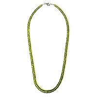 22 inch Long rondelle Shape Smooth Cut Natural Green Peridot 4-7 mm Beads Necklace with 925 Sterling Silver Clasp for Women, Girls Unisex