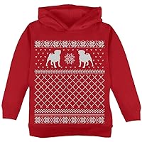Old Glory Pug Ugly Christmas Sweater Red Toddler Hoodie