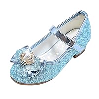 Girls Dress Shoes Toddler Princess Shoes Glitter Flower Little Girl Flats Mary Jane Low Heels for Party Wedding