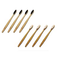 Eco-Friendly Natural Bamboo Toothbrush - Organic, BPA Free and Durable with Ergonomic Handle (8-Pack: 4 Soft PBT + 4 Hard Nylon Bristles)