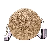 Bags for Women, Women Ladies Fashion Crossbody Straw Weave Round Shoulder Bag Woven Shopping Tote Purse Satchel