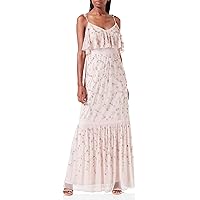 Adrianna Papell Women's Flounce Beaded Mesh Gown