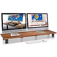 Nordik Large Dual Monitor Riser for 2 - Premium Handmade Hardwood Acacia Computer - Laptop TV Stand with Storage for Desk Accessories - Organizer Television