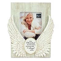 Angel Wings Memorial Photo Frame, Home Decor Gift For Death Of A Loved One, Holds 4-inch By 6-inch Photo, By Abbey & CA Gift,Antique White