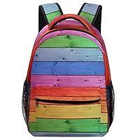 Rustic Old Barn Wood Rainbow Travel Laptop Backpack Casual Daypack with Mesh Side Pockets for Book Shopping Work