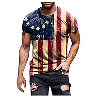 Men's Patriotic Shirts Short Sleeve Printed Summer Round Neck Tops Trend Casual T Shirt 4th of July Shirt Loose Tees