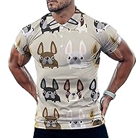 French Bulldog Men's Polo-Shirts Short Sleeve Golf Tees Outdoor Sport Tennis Tops