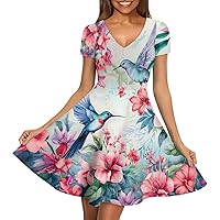 Women's V-Neck Sexy Casual Dress Summer Clothes Casual Fit Party Evening Sundress S-4XL