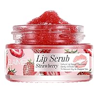 Lip Scrub, Exfoliator & Moisturizer, Lip Repair for Lush Soft Lips, Chapped Dry and Flaky Lips Treatment (Strawberry)