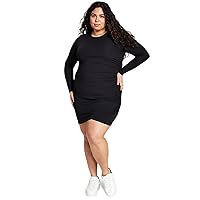 Now This Plus Size Long Sleeve Side Ruched Dress