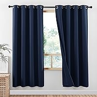 NICETOWN Full Shade Curtain Panels, Pair of Energy Smart & Noise Blocking Out Blackout Drapes for Apartment Window, Thermal Insulated Guest Room Lined Window Dressing(Navy Blue, 52 x 72 inch)