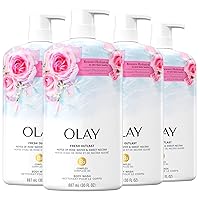 Olay Fresh Outlast Rose Water & Sweet Nectar Body Wash, 30 fl oz, (Pack of 4) Package may vary
