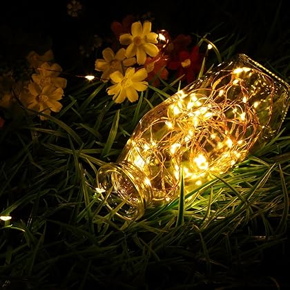 GDEALER 4 Pack 16.4 Feet 50 Led Fairy Lights Battery Operated with Remote Control Timer Waterproof Copper Wire Twinkle String Lights for Bedroom Indoor Outdoor Wedding Dorm Decor Warm White