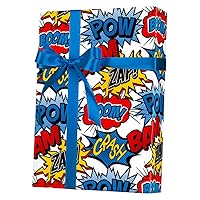 Super Hero Glossy Gift Wrapping Paper, Superhero Party - 2 ft x 10 ft Folded Sheet