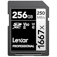 Lexar 256GB Professional 1667x SDXC Memory Card, UHS-II, C10, U3, V60, Full-HD & 4K Video, Up To 250MB/s Read, for Professional Photographer, Videographer, Enthusiast (LSD256CBNA1667)