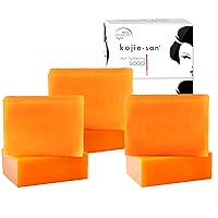 Kojie San Skin Brightening Soap - Original Kojic Acid Soap that Reduces Dark Spots, Hyperpigmentation, & Scars with Coconut & Tea Tree Oil 135g x 6 Bars