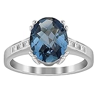 Solitaire 925 Sterling Silver London Blue Topaz 3.00 Ct Gemstone Promise Ring