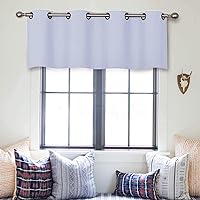 Grommet Top Blackout Curtain Valance Window Treatment for Bedroom,Living Room,Bathroom,Kitchen,Cafe (Pure White, 42 Inch Wide by 8 Inch Long- 1 Panel)
