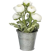 Primitives by Kathy Artificial Flowers in Planter, White, Green Grey