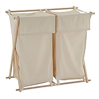 Household Essentials 6786-1 Collapsible Double X-Frame Laundry Hamper Sorter with Fold Over Lid , White