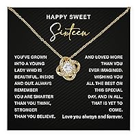 Happy Sweet Sixteen Jewelry For Girls, Gifts For Sweet 16-year-old Girl Birthday, Unique Sweet 16 Gifts For Daughters, Granddaughters, Sisters, Or Best Friends, Necklace Present Ideas For 16 Year Old Girl, Love Knot Necklace With Message Card And Jewelry Box