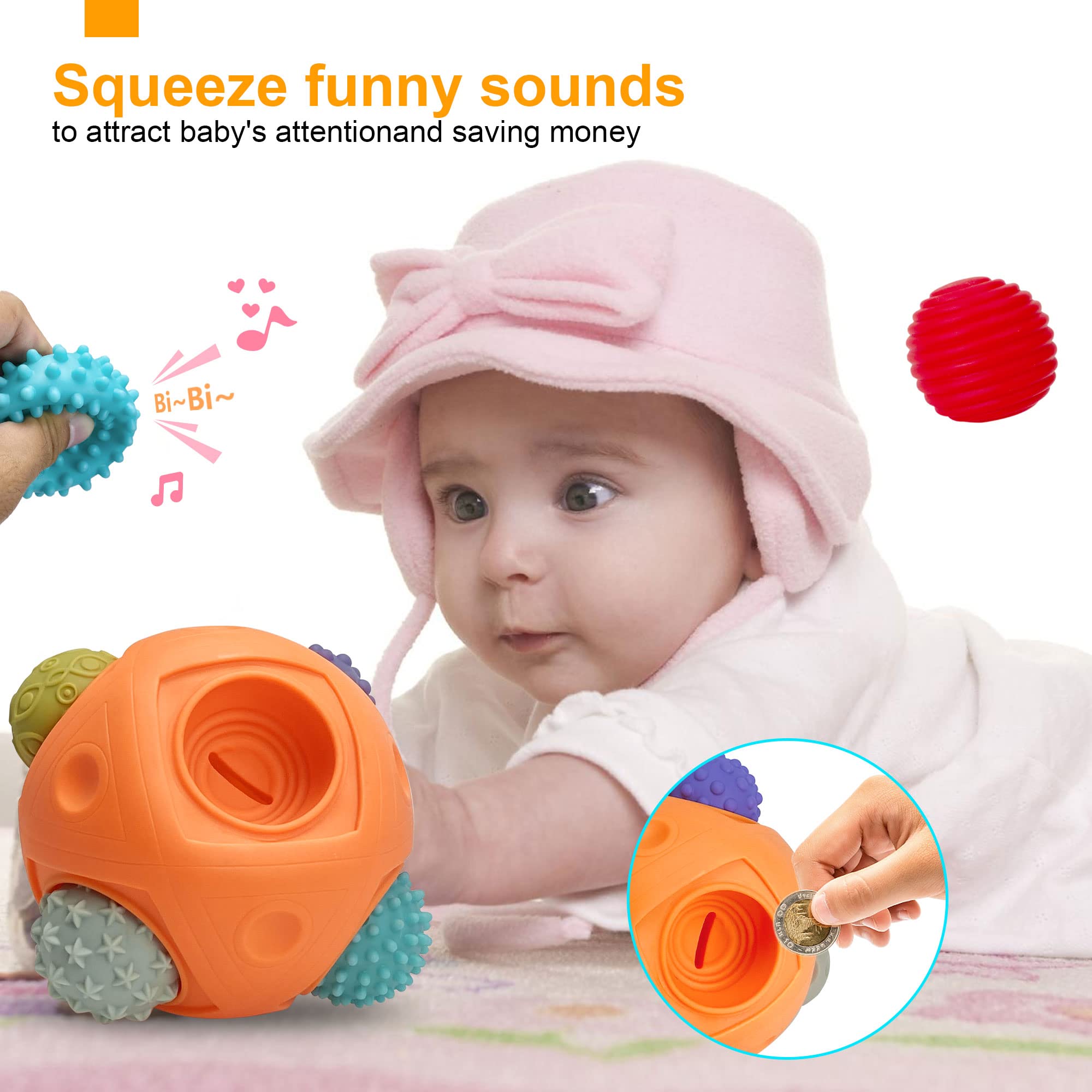 ROHSCE Montessori Toys for Babies 3 Months+, 12Pcs Baby Balls 3 to 12 Month for Babies & Toddlers 3M+, Educational Toys for Babies 6-12 Months