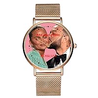 Custom Couple Photo Watch Casual Wrist Watches Boyfriend Gifts from Girlfriend Gifts for Husband Birthday Boyfriend Birthday Gifts for him Gift Personalized Gifts for Men
