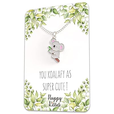 Happy Kisses Koala Bear Necklace - Adorable Koala Pendant Gift for Animal Lovers - Charming Jewelry for Girls 8-12, Women, Teens, and Kids - with