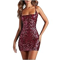 Women's Sequin Sparkle Dresses Sexy Pleated Halter Cocktail Mini Bodycon Party Club Night Out Dresses for Women