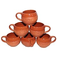 Handmade Clay Cups 6 Pieces 120ml Handmade Kitchen Eco Friendly Pottery (klc-4a)