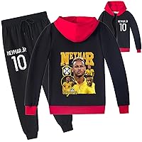 Kids Novelty Long Sleeve Hoodie Jackets and Sweatpants Set,Comfy Soft Tracksuit Neymar Jr Sweatshirts Suit for Boys