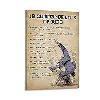 ISODINE Judo Poster Suitable for Judo Dojo Wall Decoration Judo Ten Commandments Canvas Poster Bedroom Decor Office Room Decor Gift Frame-style 12x18inch(30x45cm)