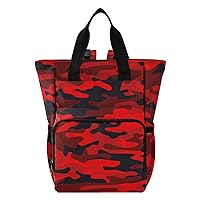 Camouflage Red Diaper Bag Backpack for Mom Dad Large Capacity Baby Changing Totes with Three Pockets Multifunction Baby Essentials for Playing Shopping Travelling
