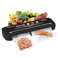 2023 Updated Vacuum Sealer Machine, MEGAWISE Food Sealer w/Starter Kit, Dry & Moist Food Modes, Compact Design with 10 Vacuum Bags & Bulit-in Cutter