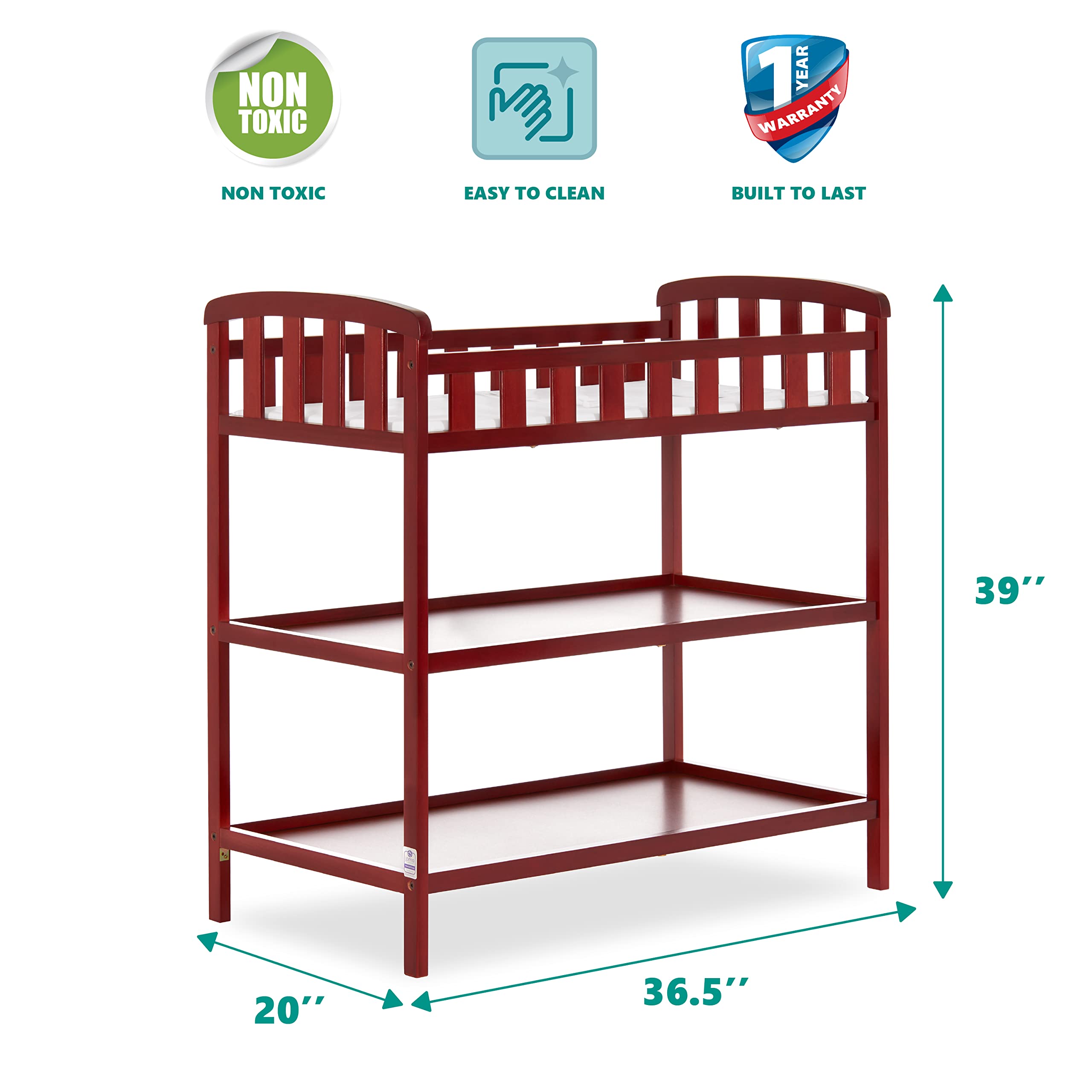 Dream On Me Emily Changing Table In Cherry, Comes With 1