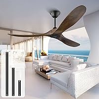 XSGDMN Ceiling Fan without Lighting with Remote Control, 152 cm Wooden Retro Ceiling Fan, Reversible DC Motor Timing Function for Bedroom, Living Room, Farmhouse, Porch