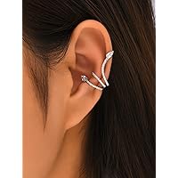Earrings for Women- 1pc White Gold Plated Rhinestone Snake Design Ear Cuff Birthday Valentine's Day