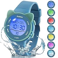 Kids Digital Watches for Girls Boys, 7 Color Lights Waterproof Watches for Kids with Alarm Stopwatch, Cute Cat Watch, Kids Gifts for Girls Boys Ages 5-13