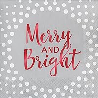 Creative Converting 16-Count Lunch Paper Napkins, Holiday Sparkle and Shine Silver