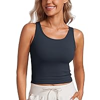 CRZ YOGA Womens Butterluxe Double Lined Tank Tops Scoop Neck Racerback Workout Tanks Sleeveless Casual Cropped Top