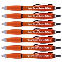100 Pack Personalized Pens With Your Custom Logo Message - Customizable Gifts In Bulk -Custom Advertising Message - Party Favors Adults, Orange